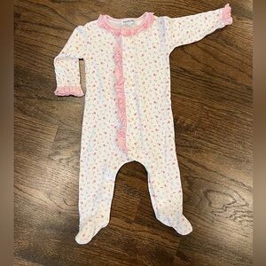 Adorable Pink Floral Baby Footie